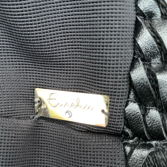 Euroka black pencil dress gold metal hook & eye front braided leather accent US4 - Picture 8 of 16